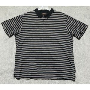 OAK HILL Golf Polo Shirt Men 2XL Red Striped Black‎ Mercerized Cotton XXL 52"